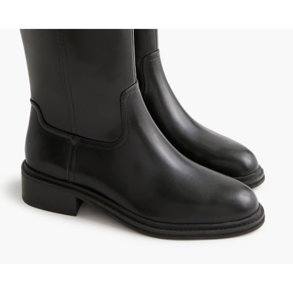 J Crew Tall Riding Boots 8 Black NWT Knee High Vegan Leather Prep CL396 J.Crew - Picture 2 of 4